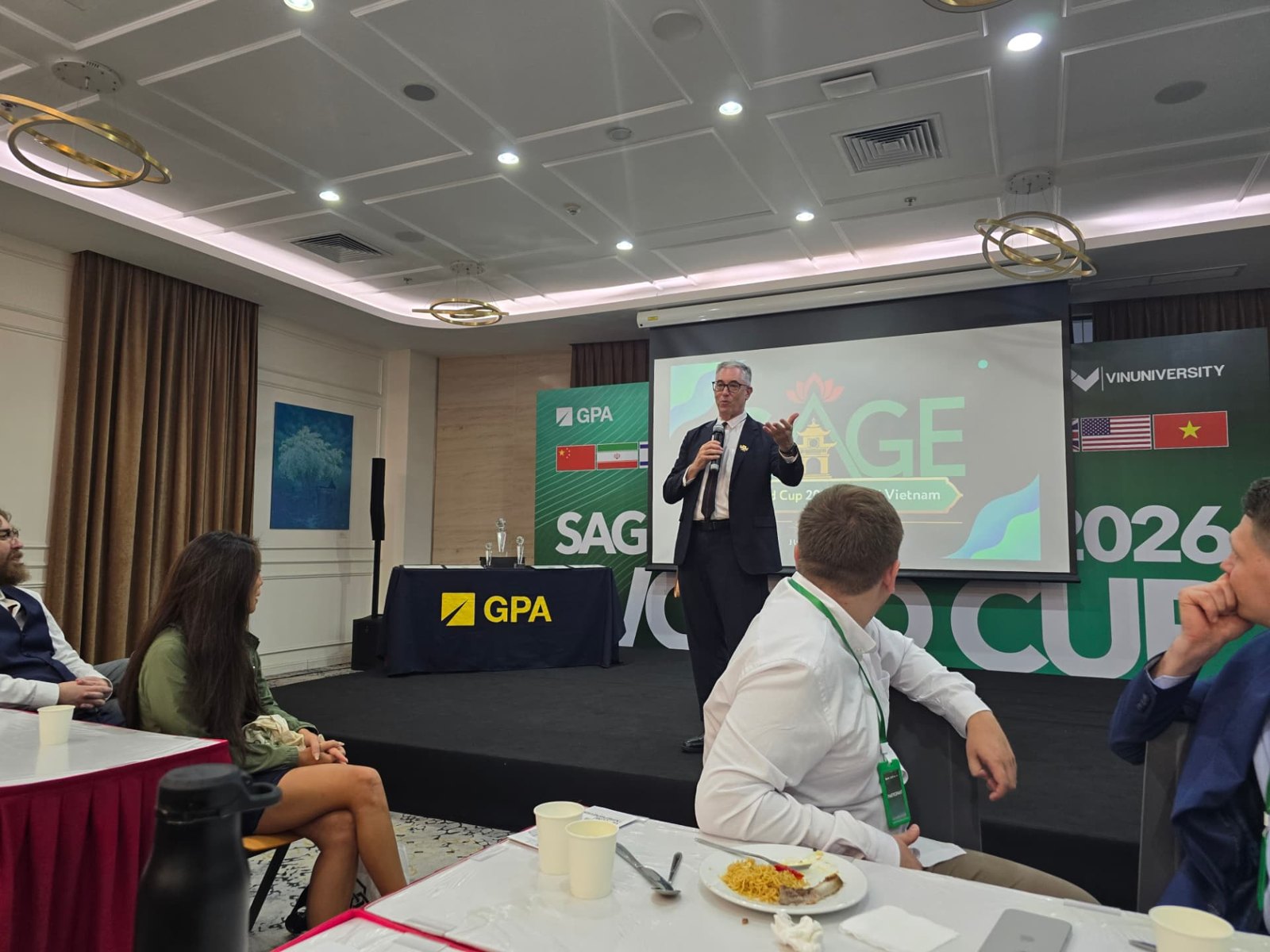 Marc Kramer speaking at the SAGE World Cup in Vietnam
